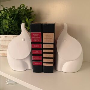 Jonathan Adler Modernist White Elephant Resin Bookends Figurine Sculpture VTG.